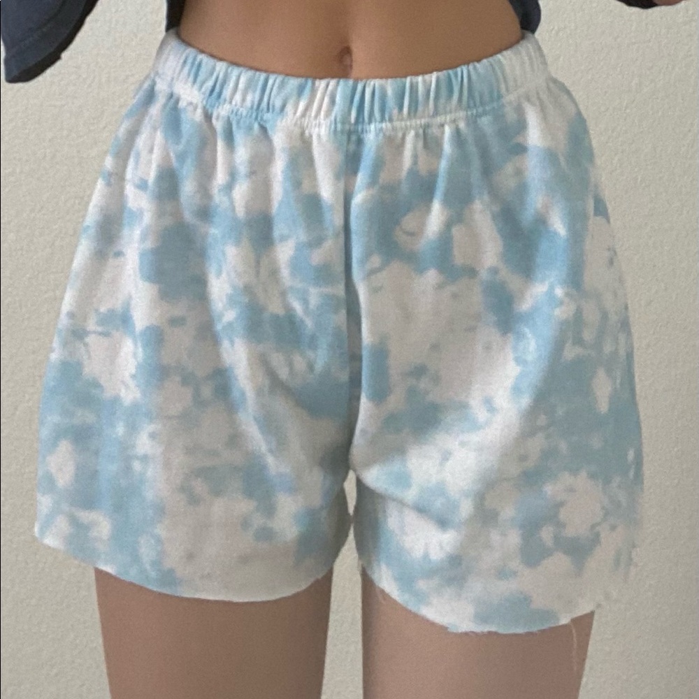 blue tie dye sweatshorts
